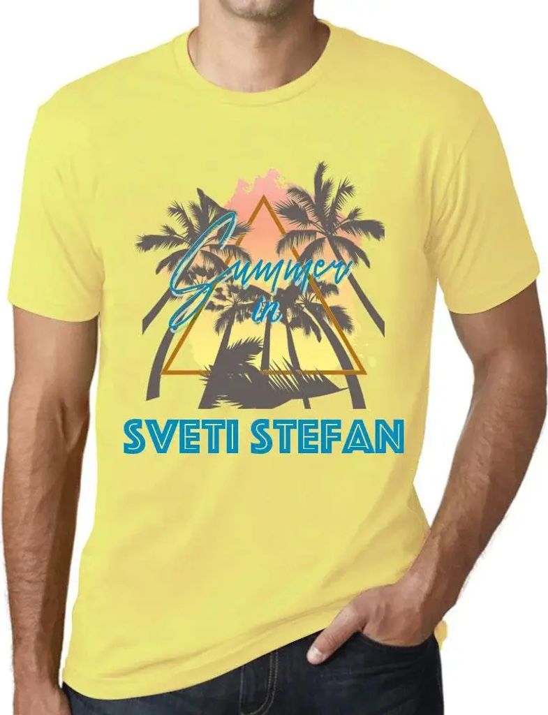 Herren Grafik T-Shirt Palmen Sonnenschein Sommer in Sveti Stefan – Palm, Sunshine, Summer In Sveti Stefan – Öko-Verantwortlich Vintage Jahrgang