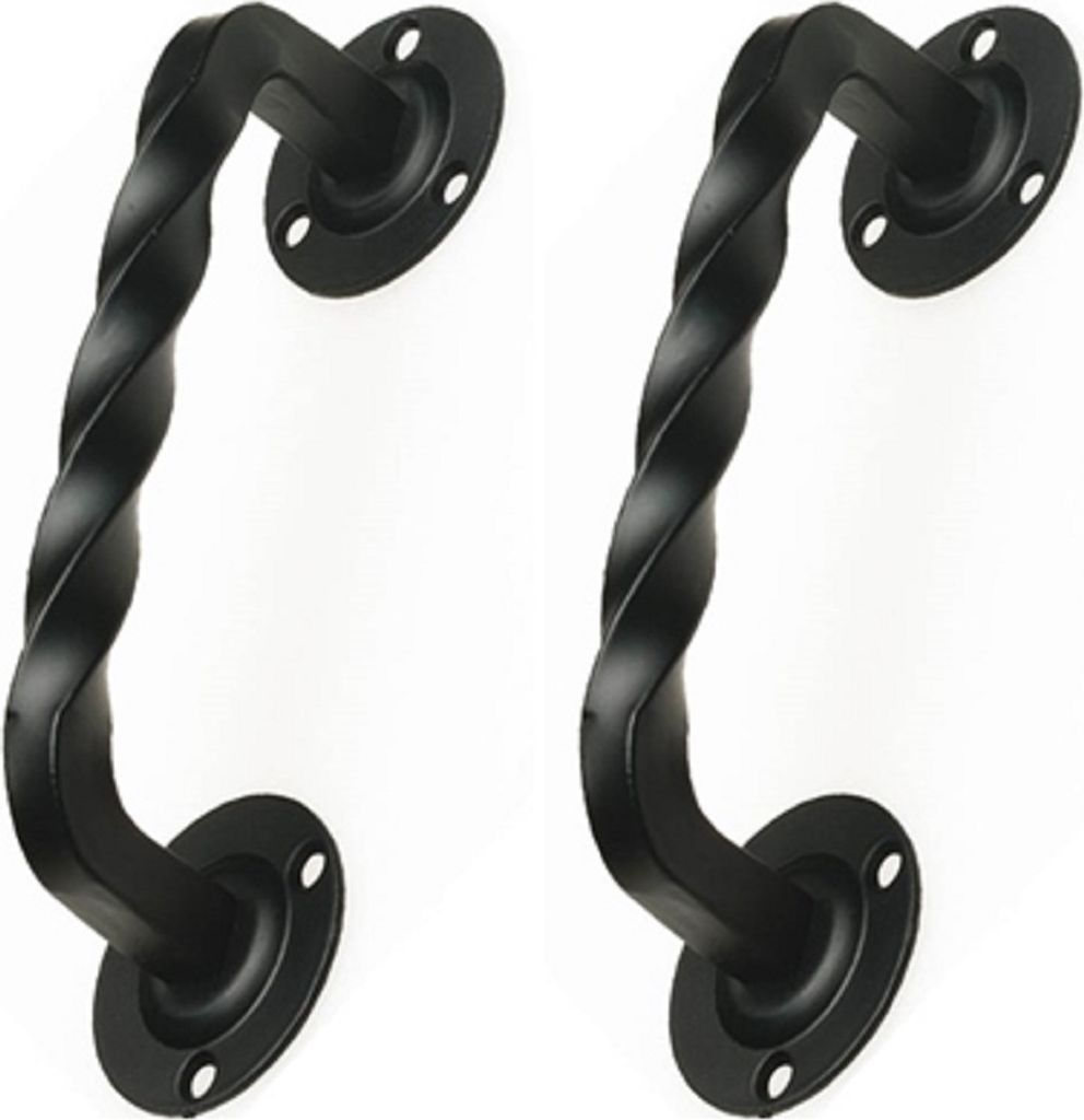 2er Set Antik rustikale Stoßgriffe Türbeschläge Schmiedeeisen Grifflänge 153 mm