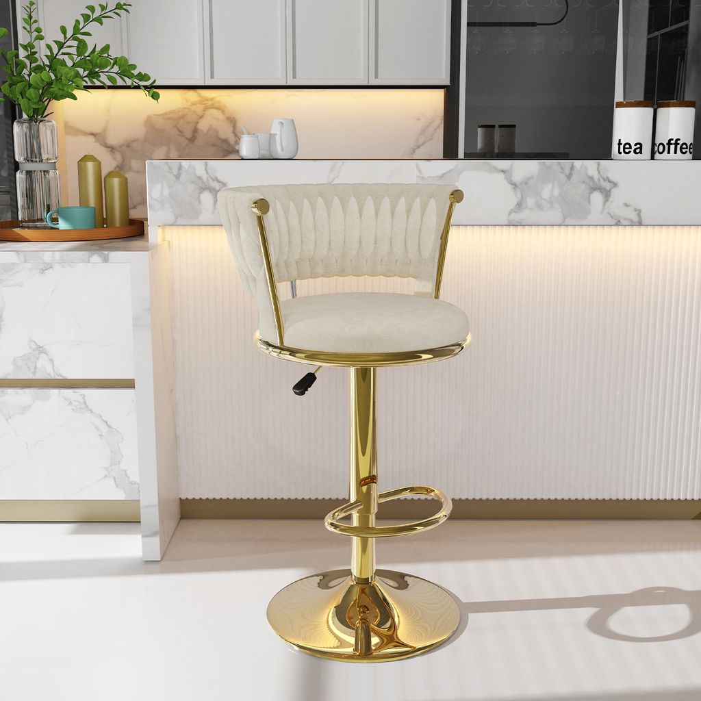 A bar stool in a modern kitchen setting.