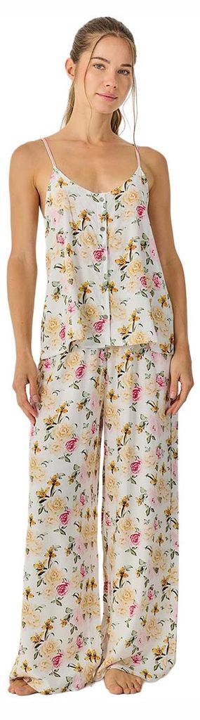 J&J Brothers Sommerpyjama für Damen mit Trägern und fließender langer Hose JJB33