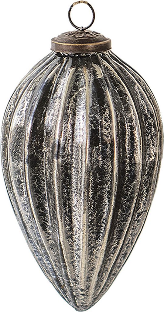 Clayre & Eef Weihnachtskugel Ø 9 cm Schwarz Silberfarbig Glas