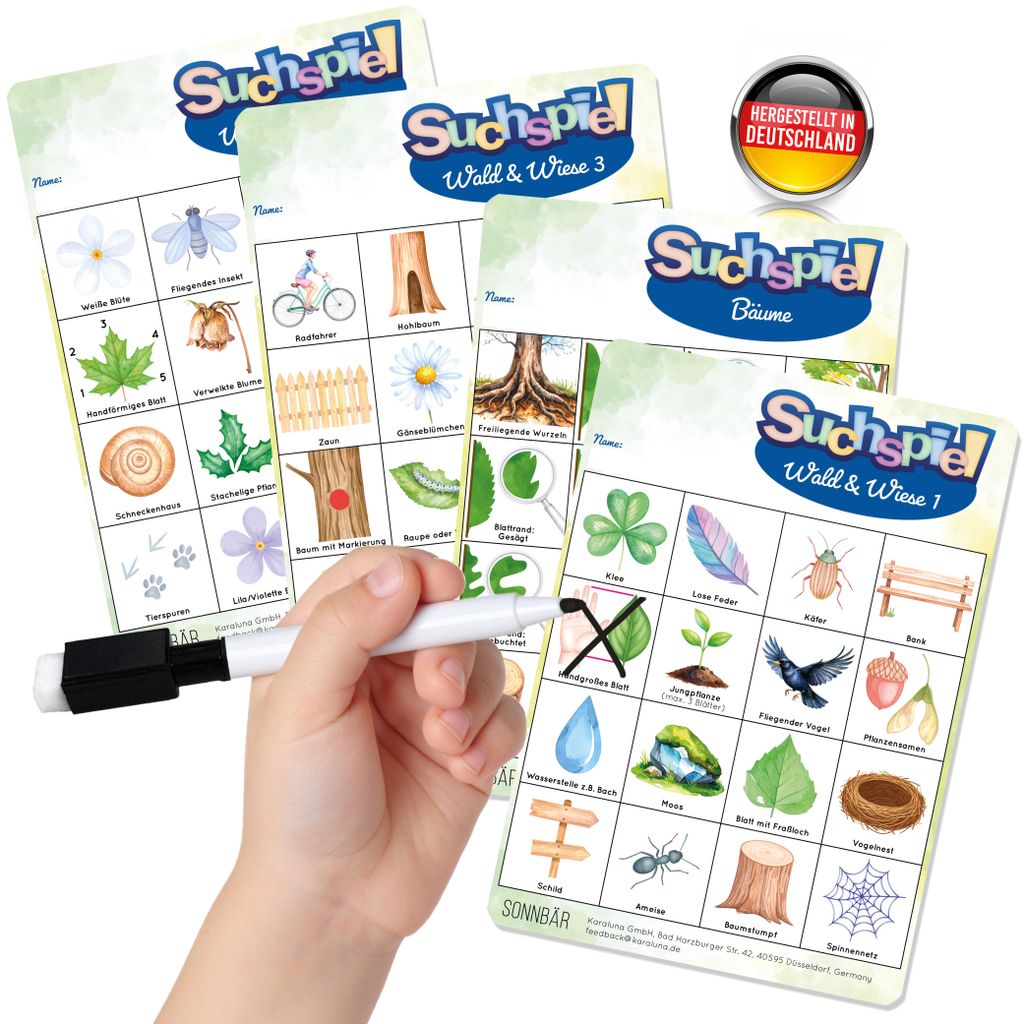 SONNBÄR Natur Suchspiel für Kinder Outdoor Spielzeug - ab 4 Jahre Kindergeburtstag Spiele Geschenk Kartenspiel Entdeckerkarten