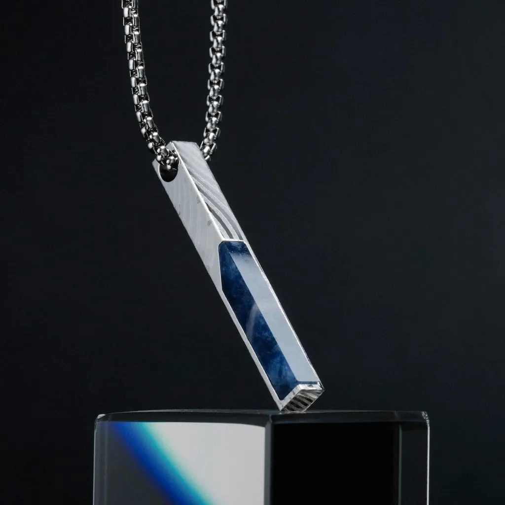 Holzkern collana da uomo in acciaio inossidabile Campania Sodalite/Damasco
