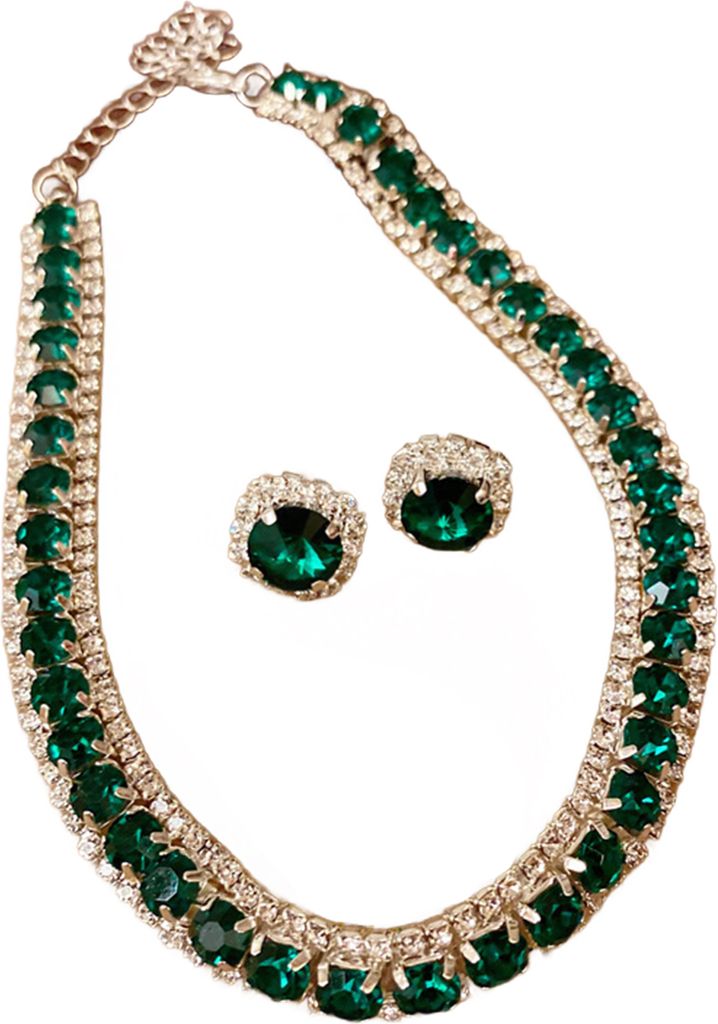 1 Set Halskette Ohrring Set Vintage Zirkonia Einstellbare Länge Kontrast Farbe Braut Schmuck Set Prom Party Hochzeit Ohr Studs
