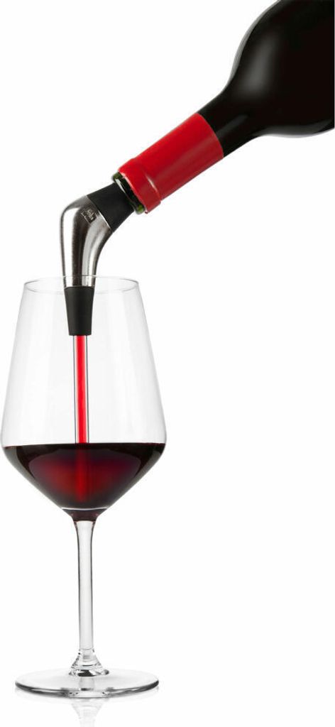 Vacu Vin Anti-Oxidations-Ausgießer, Slow Wine Pourer, Weinausgießer, Silikon, Edelstahl, Kupfer, Nickel, Tritan, Grau, Schwarz, 18570606