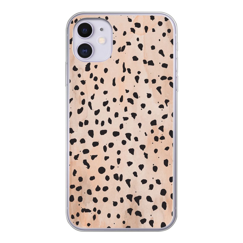 MuchoWow Handyhülle Schutzhülle Hülle für iPhone 11 Polka dots - Schwarz - Marmor Silikon Softcase Handy Hülle - Handytasche