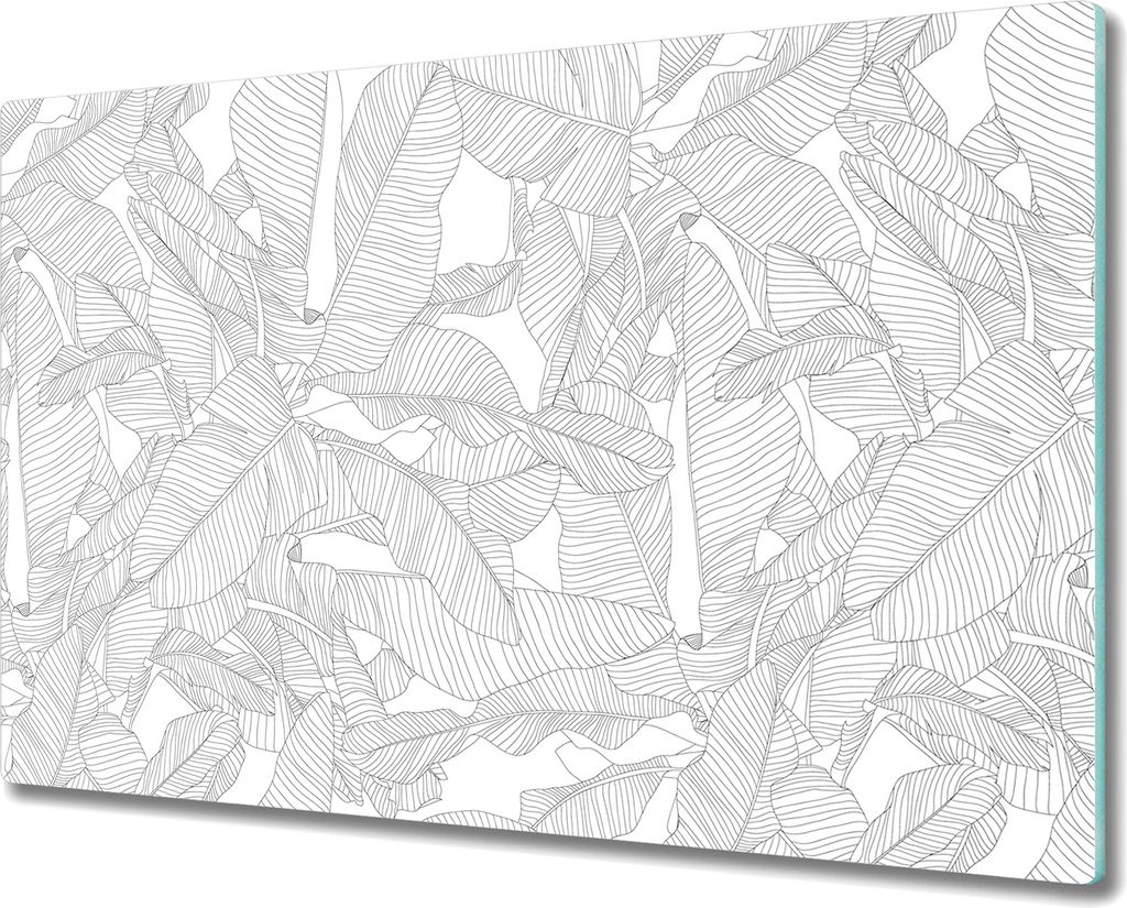 Glas-Herdabdeckplatte Glaskeramikkochfeld-Abdeckung Spritzschutz - 80x52 cm - Zarte Bananenblätter