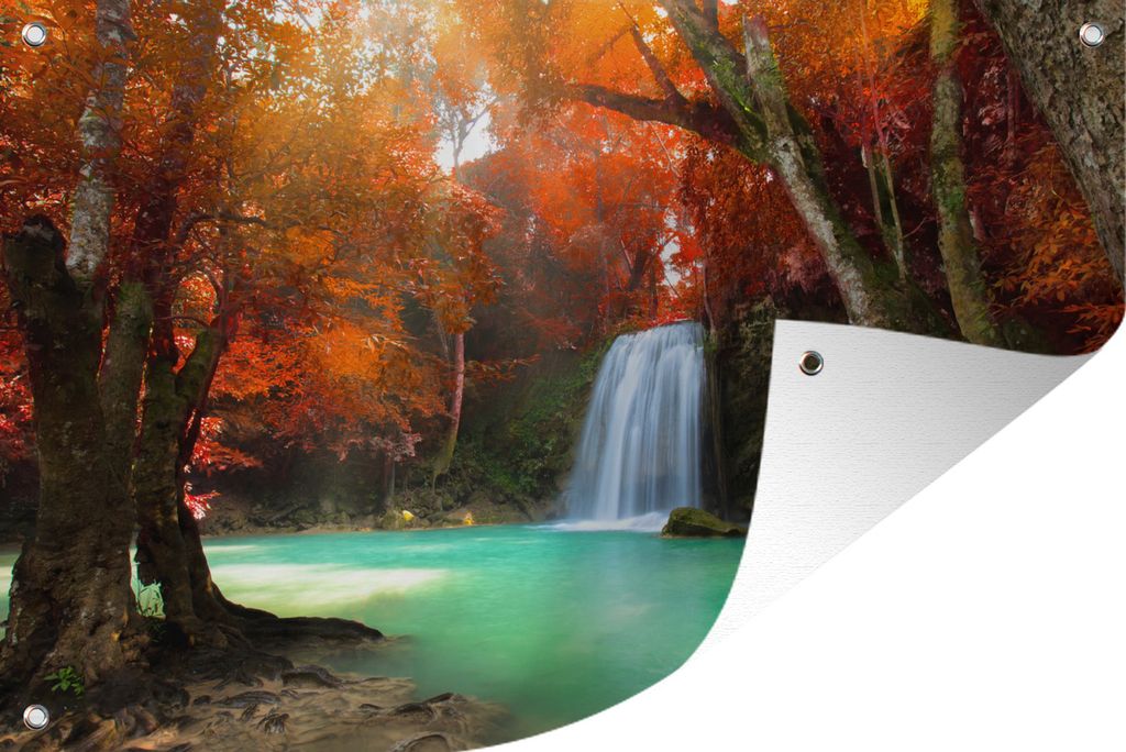 MuchoWow 60x40 cm Outdoor-Poster Gartendeko Sichtschutz Garten Poster für den Garten Erawan-Kaskaden-Wasserfall, Thailand