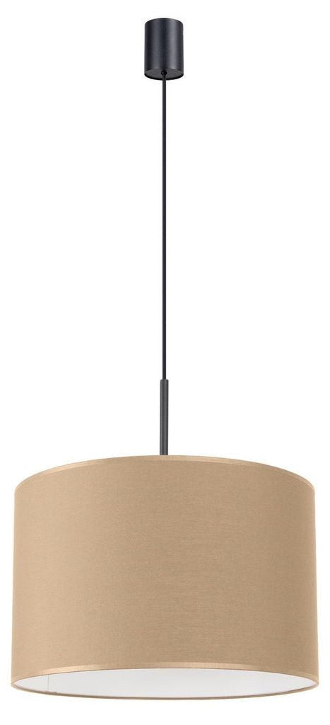 Hängeleuchte Stoff Taupe E27 Modern rund Schirm blendarm wohnlich Schlafzimmer Esstisch L:40 cm Pendellampe Stoffschirm