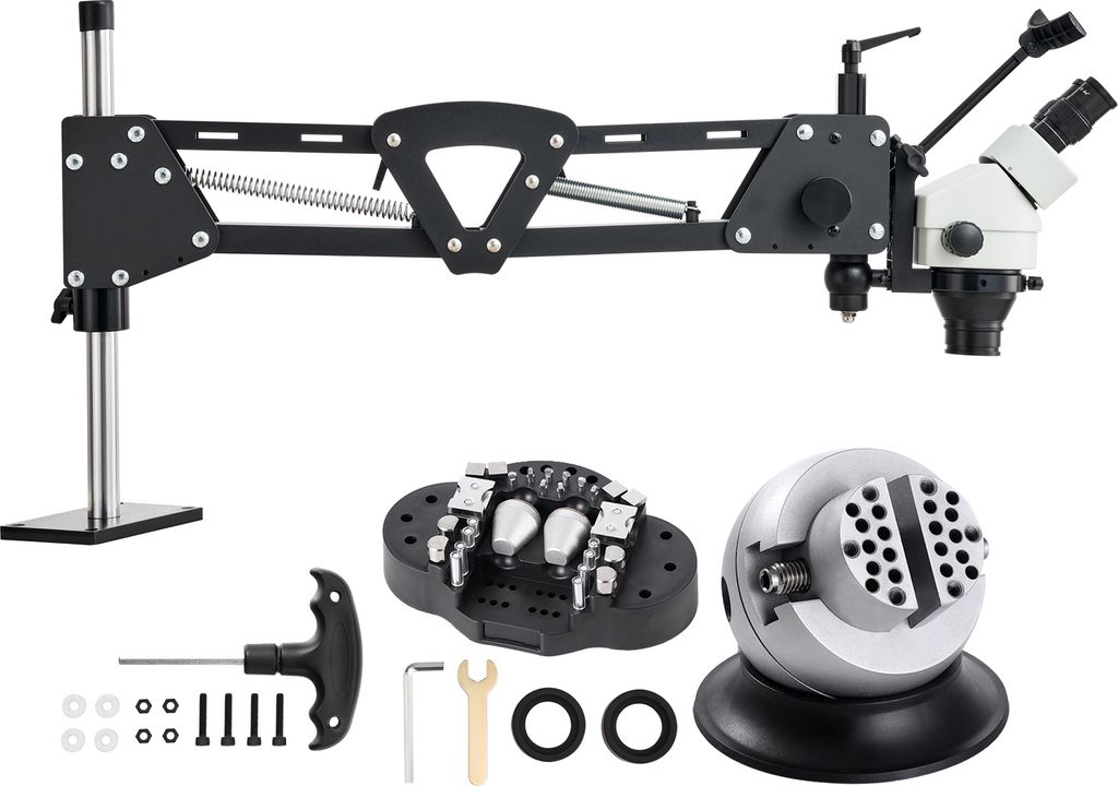SucceBuy Multidirektionales Mikroskop mit Federhalterung, Schmuckmikroskop mit 7- bis 45-facher Vergrößerung, Ständer für Mikro-Schmuckeinlagen...