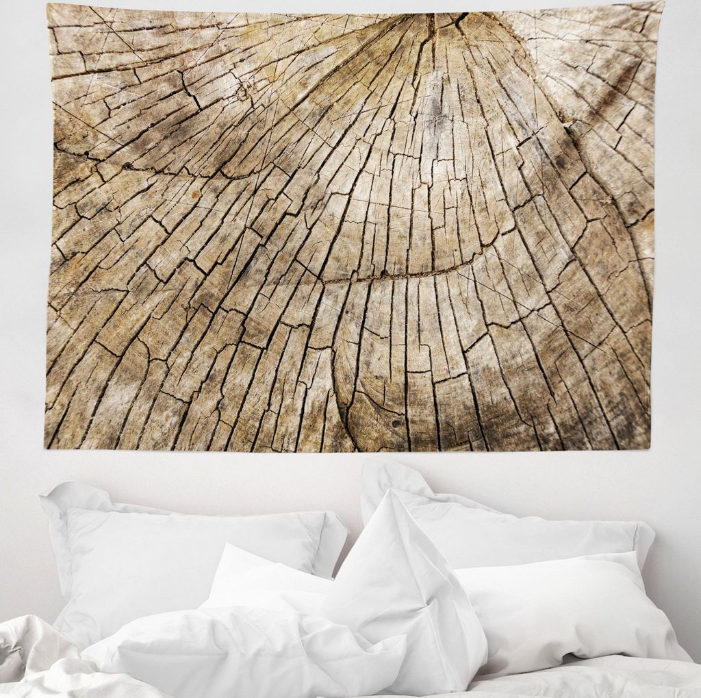 ABAKUHAUS Bauholz Wandteppich, Holz Natur Wald aus Weiches Mikrofaser Stoff Waschbar ohne Verblassen Digitaldruck, 150 x 110 cm, Braun