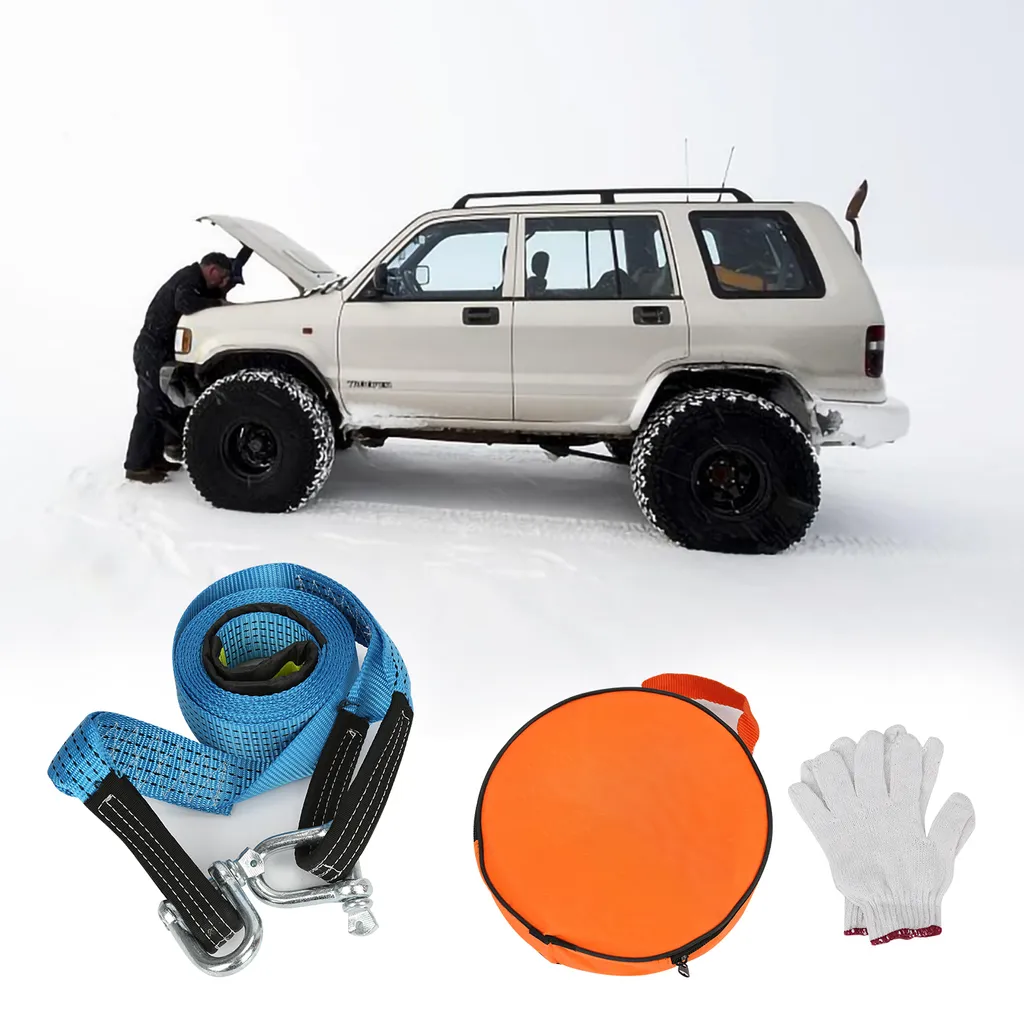 ZZDZW Corda Traino Auto,Fune di Traino per Auto,Cinghia di Traino Auto 5T - 25T,Tow Rope,con Spessi A Forma U Gancio Traino,Heavy Duty Car Essentials Professionale Kits per Recupero (Size : 6m(5T