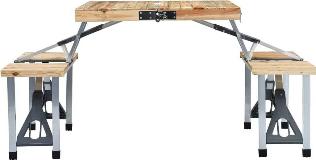 vidaXL Table de camping pliante avec 4 sièges intégrés en alu