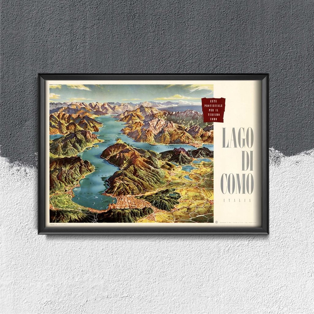 Poster - Canvas - Leinwand - 59,4 cm x 42 cm - Lago di Como Italien von Heinrich Berann