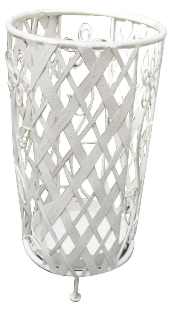 Porte-parapluie rond en acier blanc antique 45cm de hauteur et stable