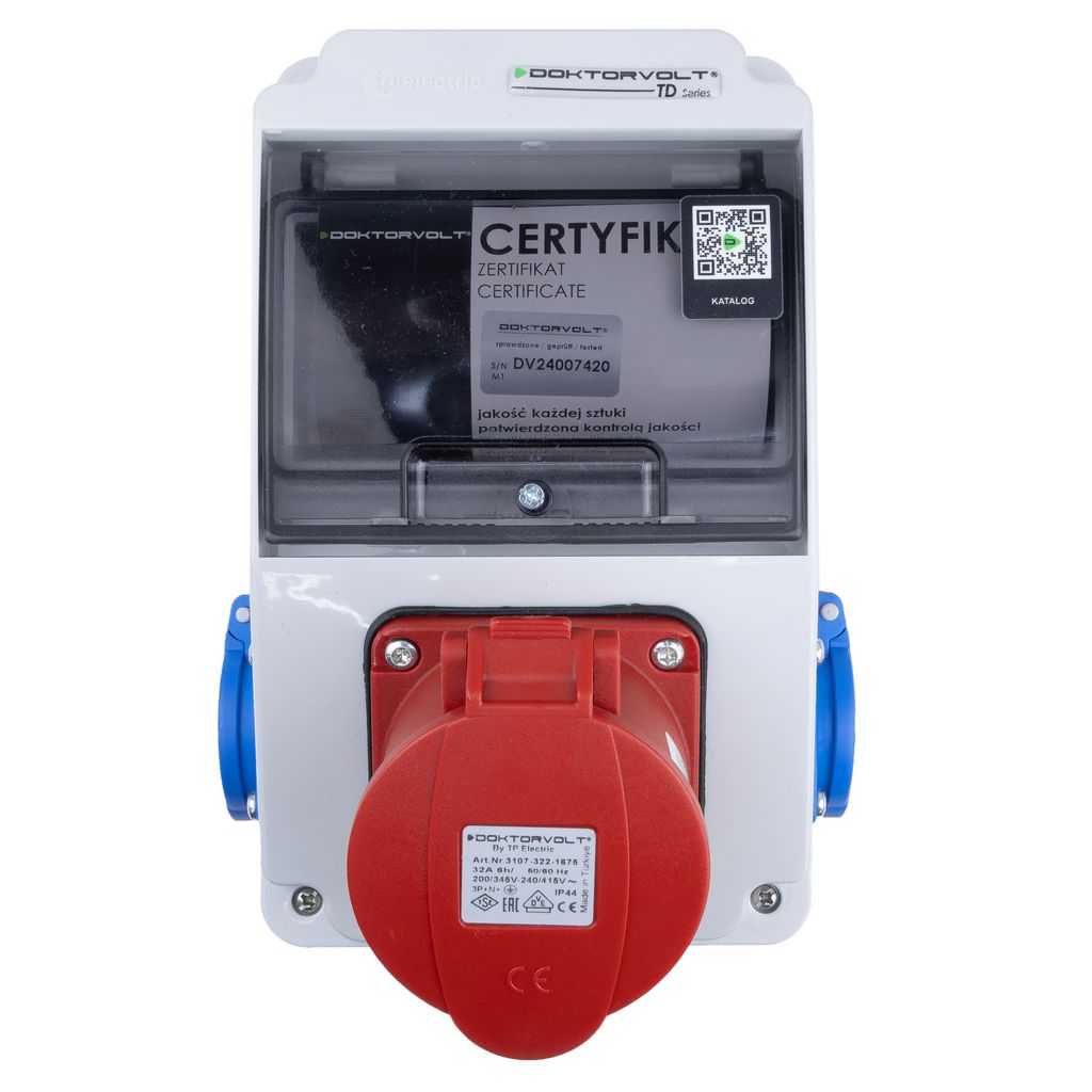 Wandverteiler XS 32A 2x230V IP44 Stromverteiler Komplett Verdrahtet Doktorvolt DV-5084-D