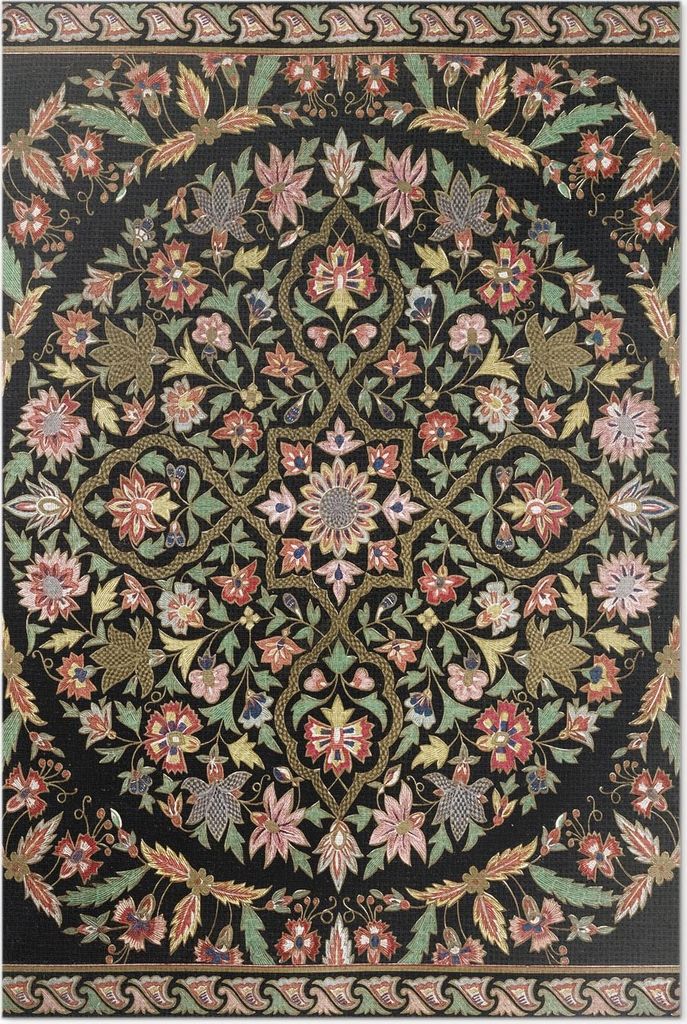 Bunte Hippie-Stickerei – Vinyl Fußmatte – 100x150 cm – Rutschfest, Pflegeleicht & Langlebig