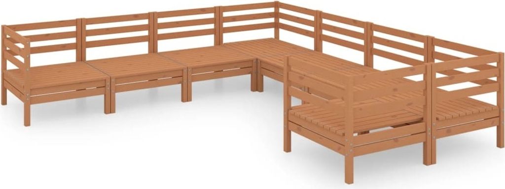 8-tlg. Garten-Lounge-Set Massivholz Kiefer Honigbraun