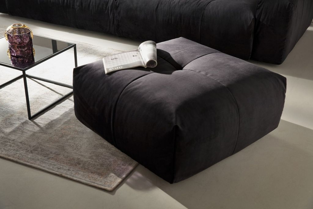 KAWOLA Hocker PALACE Polsterhocker velvet schwarz