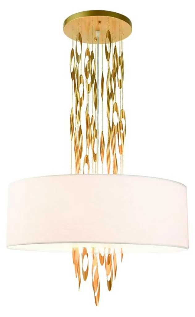 Grande Suspension Dorée 5xE14 Cascada Design Blanc 60cm de Diamètre