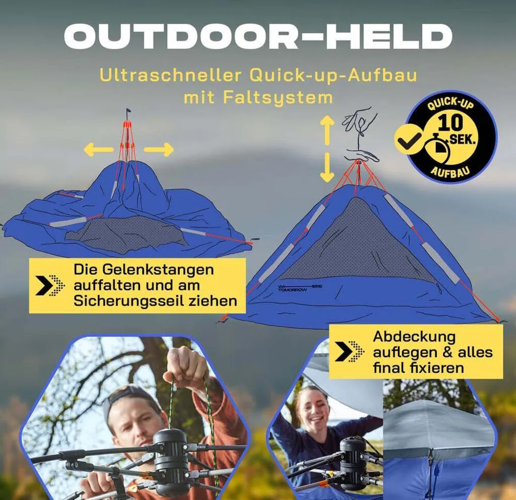 Tente Familiale 4 Personnes Imperméable Format Pop Up Camping et Voyage