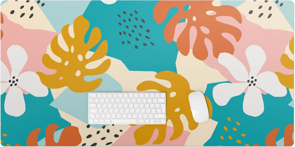 Florale Retro-Collage – Schreibtischunterlage – Rutschfeste Tischunterlage – Schreibtischmatte für Büro & Zuhause – Schreibunterlage – ...