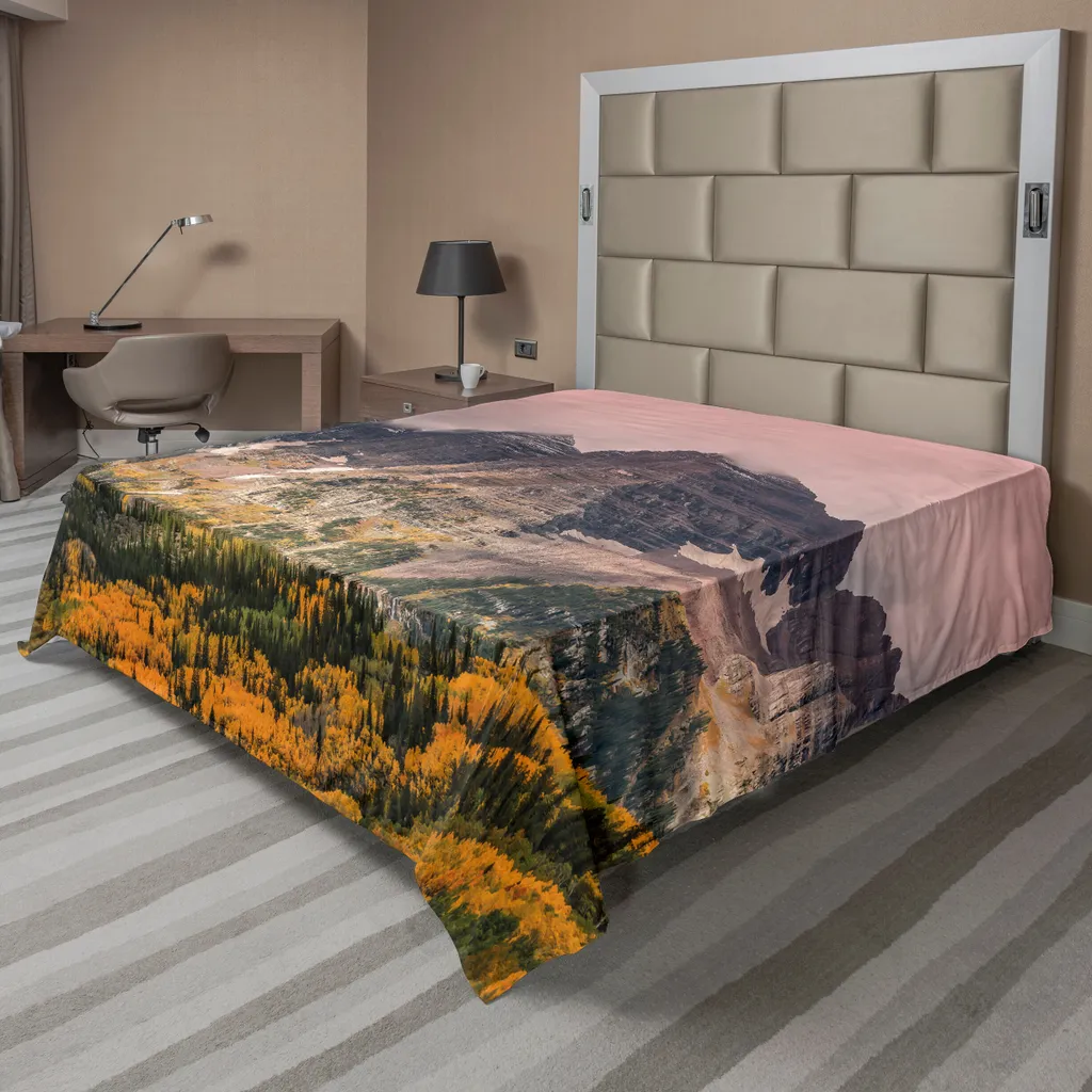 Drap de Lit 260x228 cm Confortable avec Impression Montagne et Nuages