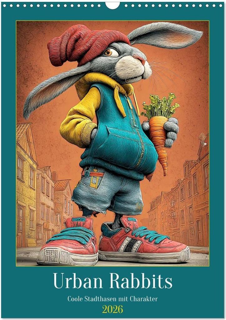 Urban Rabbits. Coole Stadthasen mit Charakter (Wandkalender 2026 DIN A3 hoch), CALVENDO Monatskalender