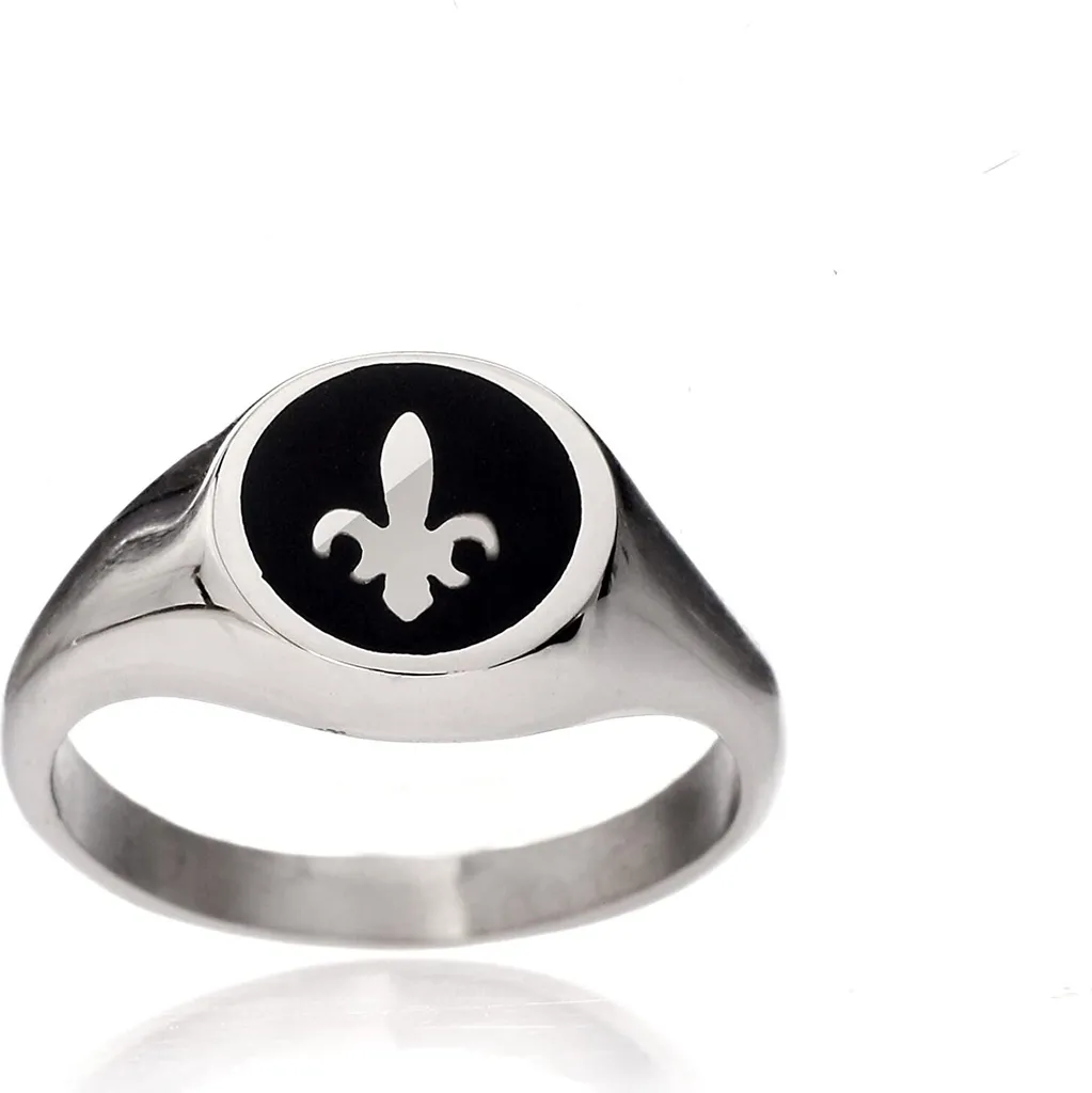 Anello Nero Uomo Giglio Borbonico Karisma SRL001 Acciaio 316L