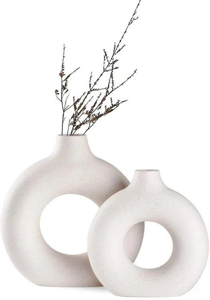 Vases pour Herbe de la Pampa, Lot de 2 en Céramique Blanche Mate