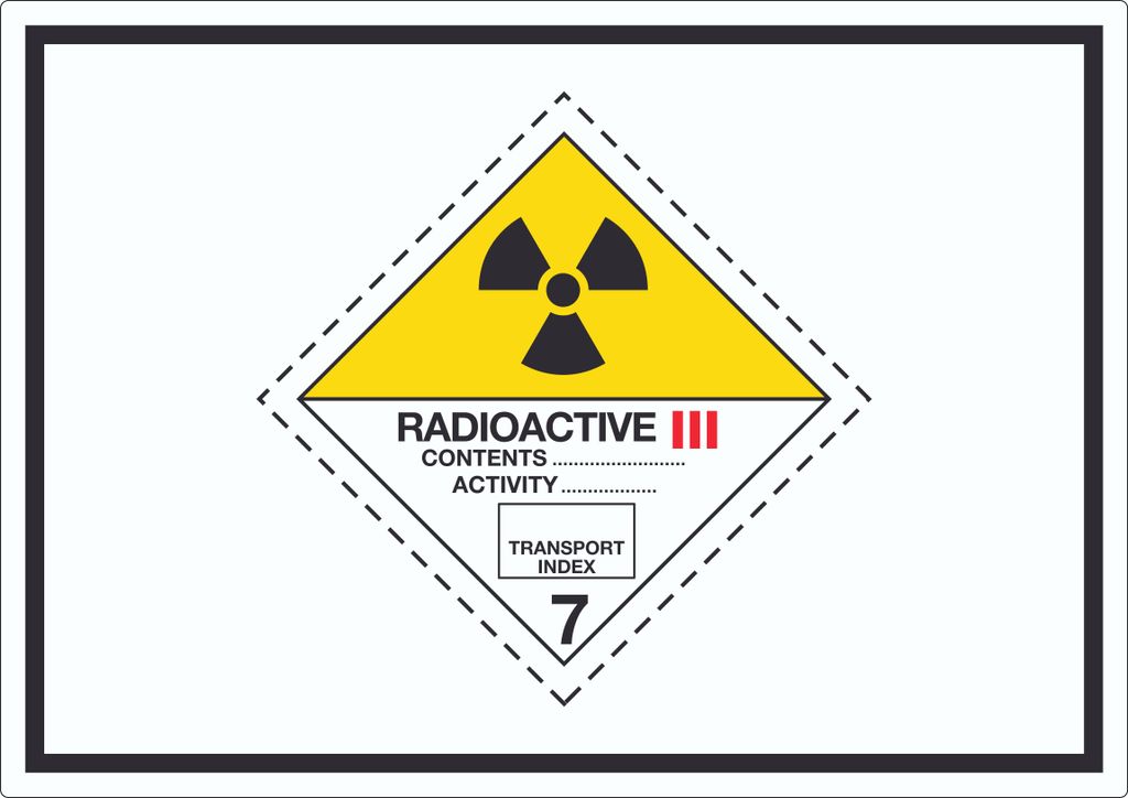 Aufkleber radioaktive Stoffe Radioactive Symbol III-GELB A6 (105x148mm)