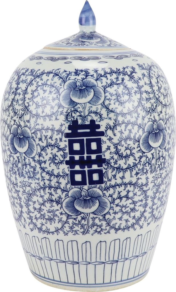 Fine Asianliving Chinesische Deckelvase Blau Weiß Porzellan Produktbild 