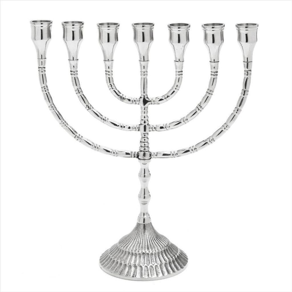 30cm Menorah Kerzenleuchter Groß Silber 7er Kerzenständer Messing 2884