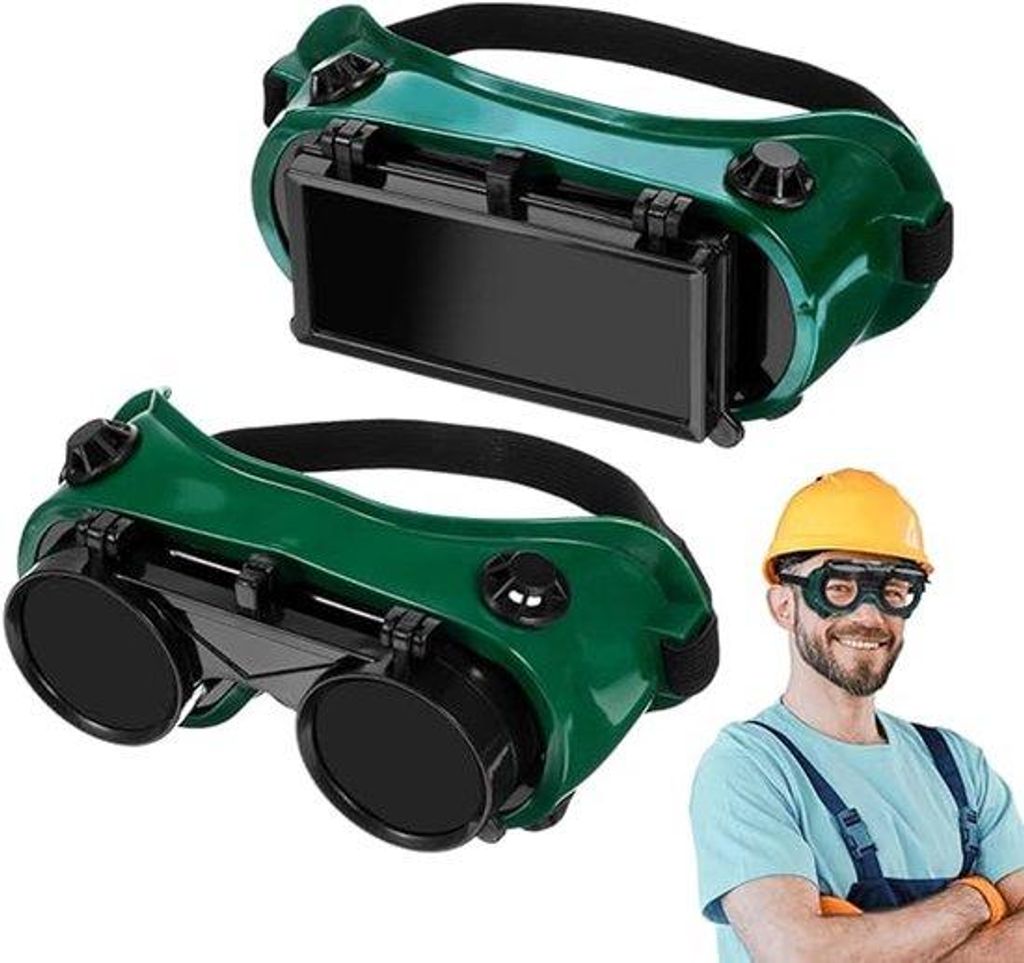 2er-Set klappbare Schutzbrille, Schutzbrille für Lasarbeiten, oxyacetylen getinte Schutzbrille für Schweißer