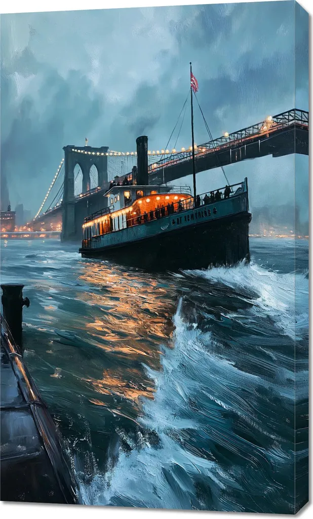 Tableau vieux bateau à vapeur 60x100 cm - Poster mural style rétro