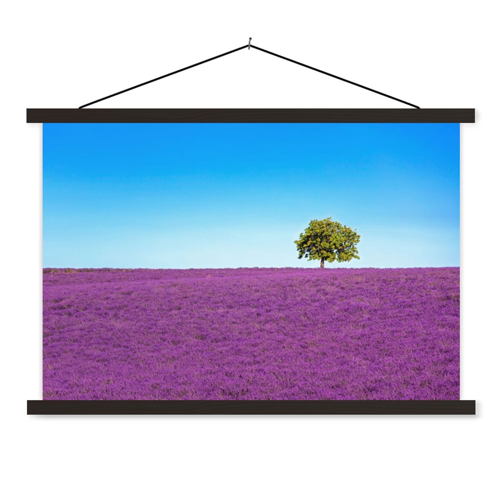 MuchoWow Textilposter Baum - Lila - Himmel - Lavendel 120x80 cm mit schwarzem Rahmen - Wanddeko