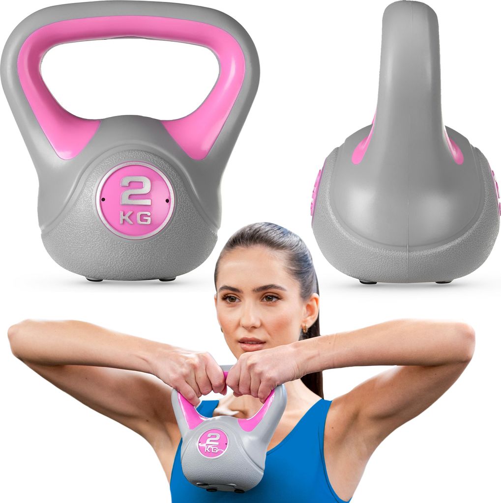 Gymtek Kettlebell Hantel - 2kg Gewicht - Kugelhantel, Schwunghantel, Kugelgewicht für Home Gym, Fitness, Pilates, Krafttraining
