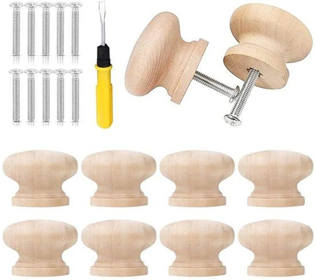 Bouton d'interrupteur en bois naturel rond, lot de 10 pièces robustes