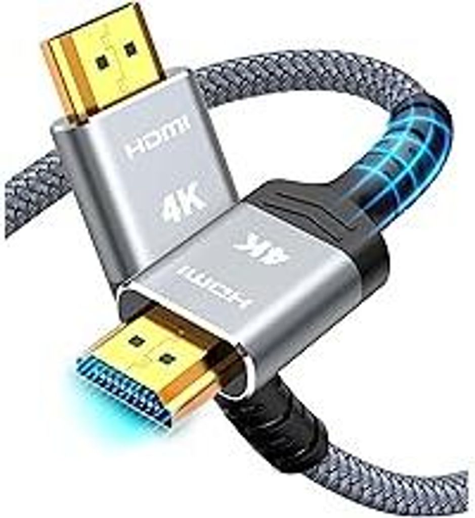 SNOWKIDS 4K HDMI Kabel 2Meter,HDMI-Kabel 4K@60Hz Nylon Geflecht Vergoldete Anschlüsse mit Ethernet/Audio Rückkanal, Kompatibel mit HDTV/Laptop/Bl...
