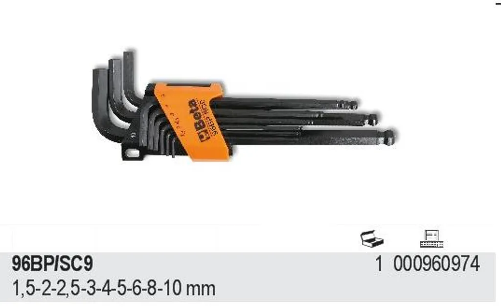 Clé Allen à tête sphérique Beta Tools 9 pièces 96BP/SC9 en acier