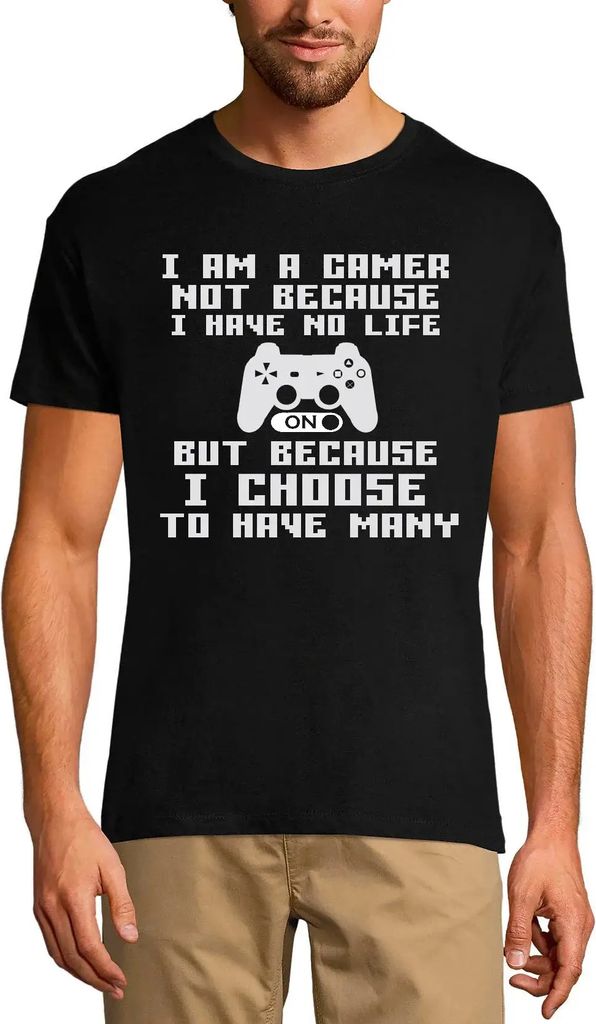 Herren Grafik T-Shirt Spielmodus auf Scherzartigkeit – Game Mode On Joke Humor – Öko-Verantwortlich Vintage Jahrgang Kurzarm Lustige Druck Geb...