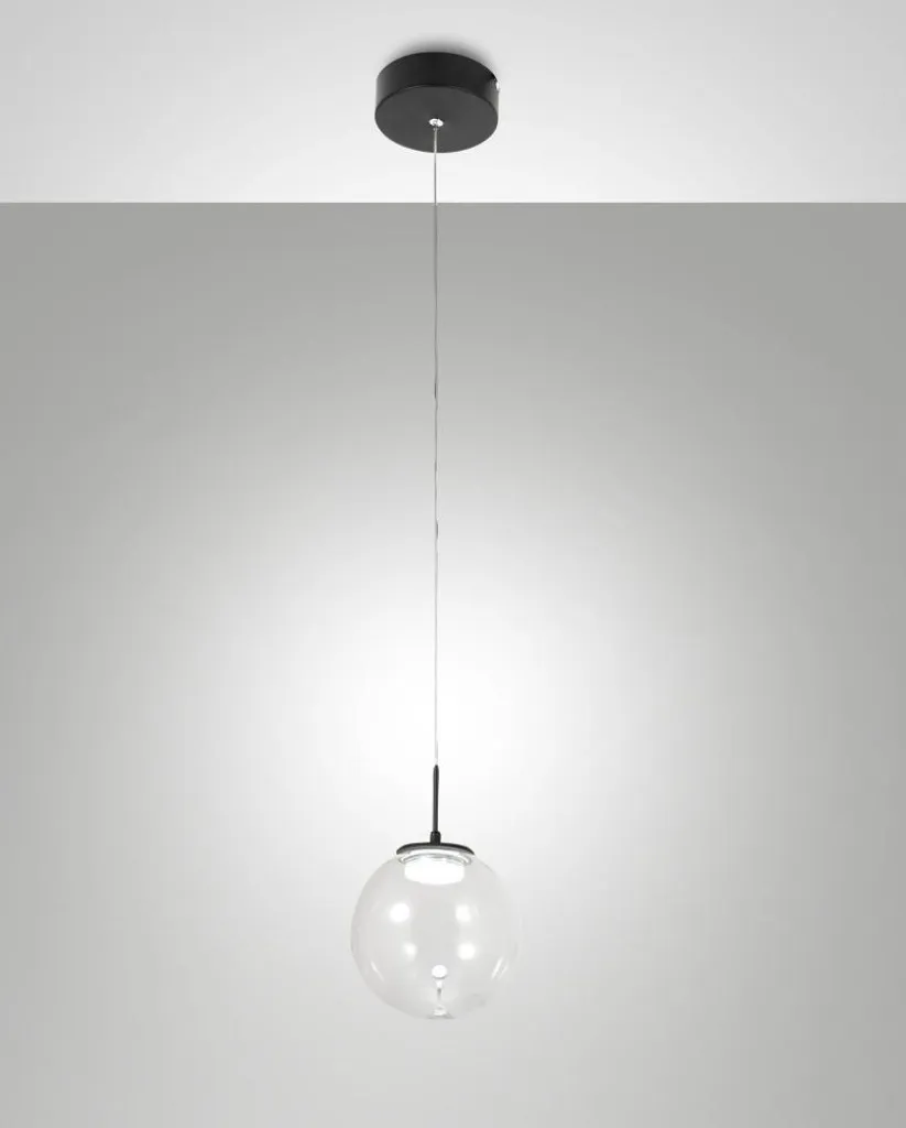 Ariel Fabas Luce: Lampada Sospensione Vetro Borosilicato LED 8W Dimmerabile