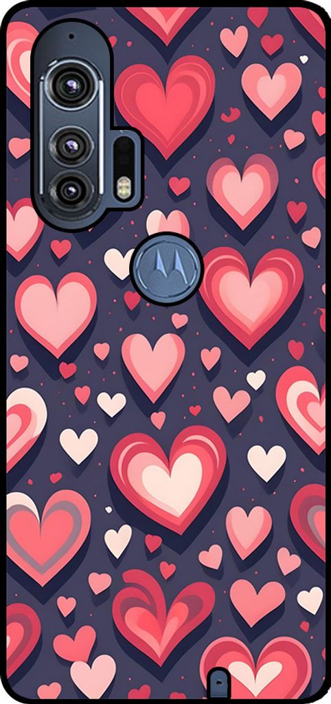 Smartphonica Telefon Fall geeignet für Motorola Edge Plus mit Herzen Impressum - TPU Backcover Fall mit Herz-Design