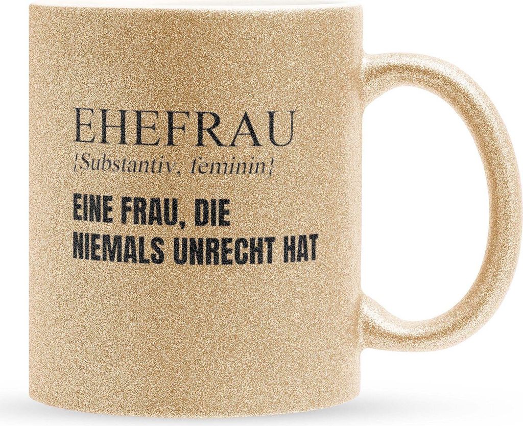 22Feels Glitzertasse Gold Ehefrau Geschenk Erster Hochzeitstag Kaffeetasse Frauen Hochzeitsjubiläum Valentinstag Weihnachten Ehepaar Geburtstag Ge...