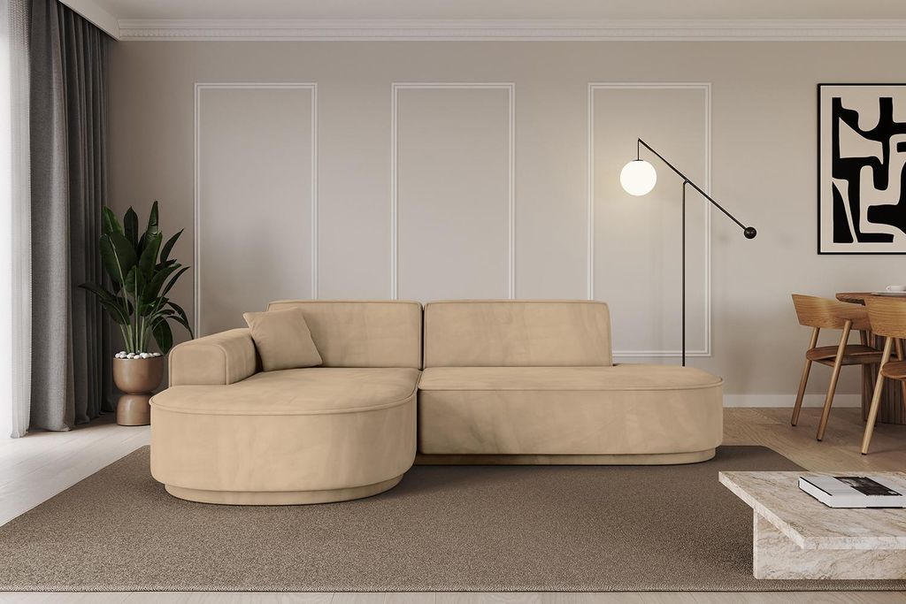 ALTDECOR Ecksofa in L-Form MARI-L1-v3 - 243x171x83 cm Beige - Corner Sofa Bett Eckcouch Couch Wohnlandschaft Cauchsofa