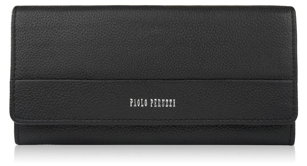 Damenledergeldbörse schwarz groß mit RFID Paolo Peruzzi AL-01-BL
