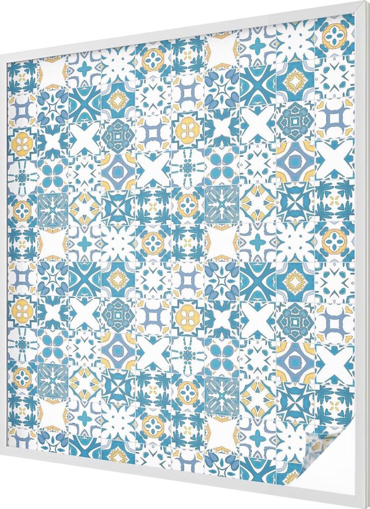 Buntglas Fensterfolie – 116x100 cm – Stained-Glass Design – blickdichte dekorative Sichtschutzfolie – selbstklebend, UV-Schutz – Mosaikmu...