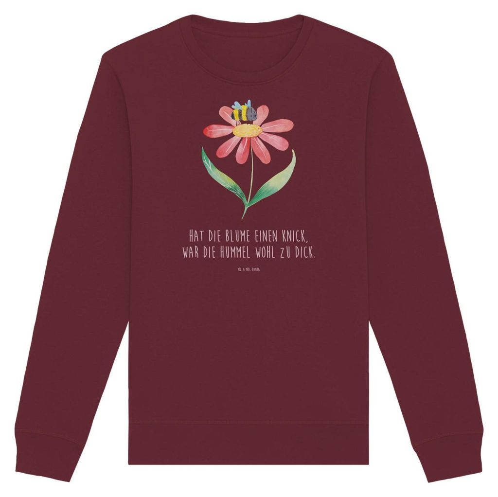 Mr. & Mrs. Panda Organic Pullover Hummel Blume Größe XL - Burgundy - Geschenk, Lustige Sprüche, Baumwoll, Wespe, Pulli, Natur, Sweater, Sweatshi...