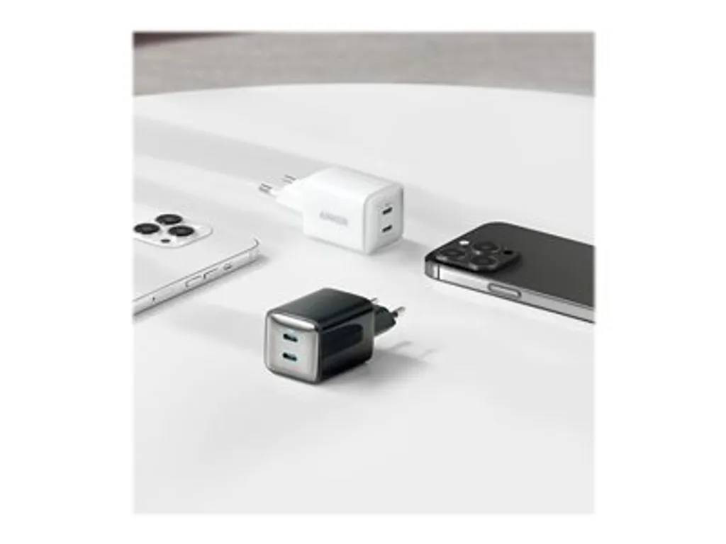 Chargeur USB-C Double 40W Anker 521 Blanc pour Voyages et Télétravail