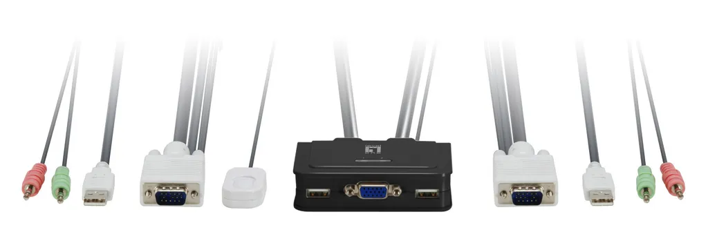 Boîtier KVM 2 ports VGA LevelOne KVM-0223 avec câbles audio fournis